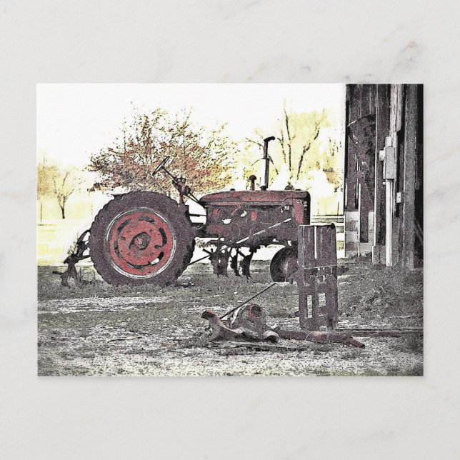 Postal Tractor rojo (Anverso)