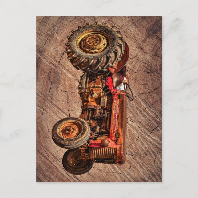 Postal Tractor rojo antiguo (Anverso)