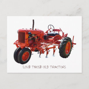 Postal Tractor rojo vintage