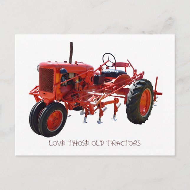 Postal Tractor rojo vintage (Anverso)