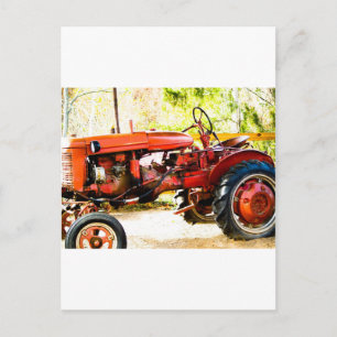 Postal Tractor rojo vintage