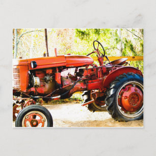 Postal Tractor rojo vintage