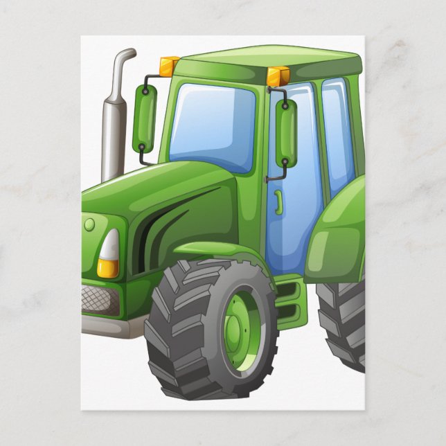 Postal tractor verde con ruedas grandes (Anverso)