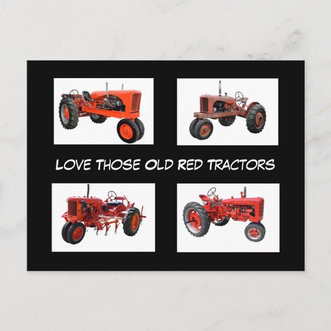 Postal Tractores rojos vintage (Anverso)