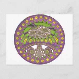 Postal Tradicional kaleidoscopio africano púrpura y amari