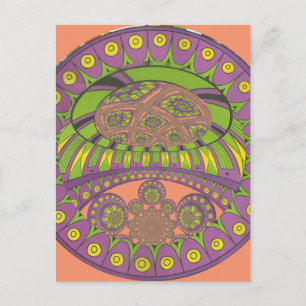 Postal Tradicional kaleidoscopio africano púrpura y amari