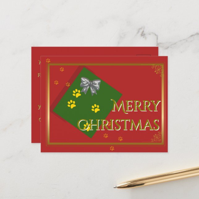 Postal Traditional Christmas Postcard - Gold Typography (Anverso/Reverso In Situ)