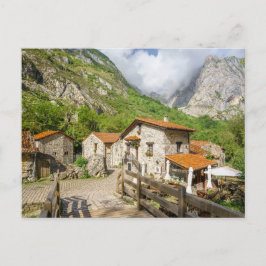 Postal Traditional Stone Houses in Bulnes, Asturias