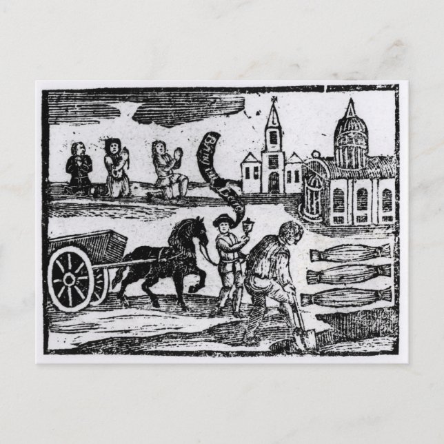 Postal Trae a tu muerto, la gran plaga de 1665 (Anverso)