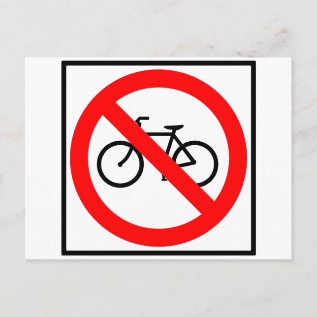 Postal Tráfico de bicicletas Rótulo de autopista prohibid (Anverso)