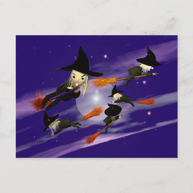 Postal Tráfico de brujas de Halloween (Anverso)