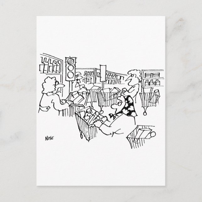 Postal Tráfico de luces en un supermercado (Anverso)