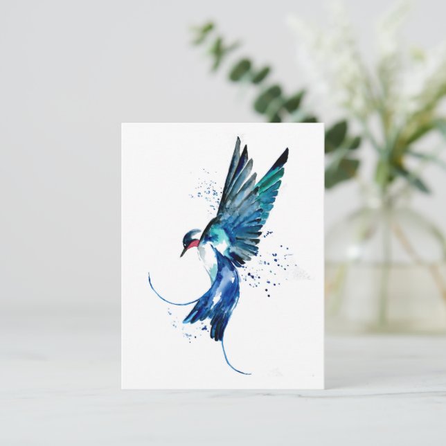 Postal Tragar azul (Anverso de pie)