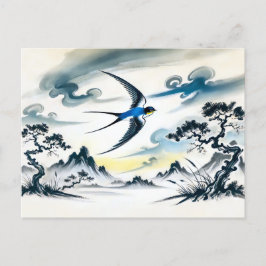 Postal Tragar con el cielo en tinta china