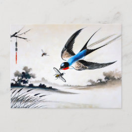 Postal Tragar un insecto al aire libre en chino