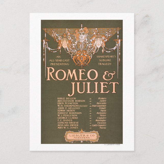 Postal Tragedia sublime de Shakepeare "Romeo & Juliet" (Anverso)
