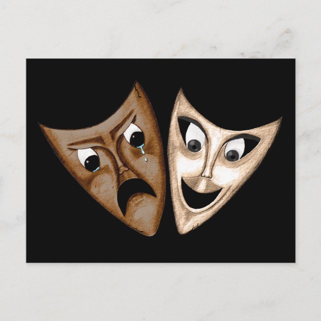 Postal Tragedia y comedia (Anverso)