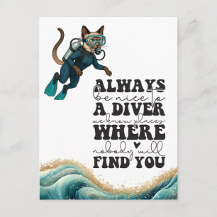 Postal Traje de buzo azul Scuba Cat Diving