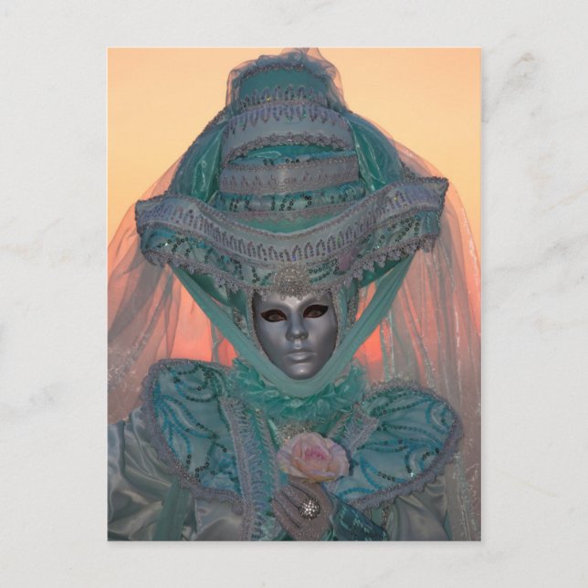 Postal Traje de Carnaval Azul, Venecia (Anverso)