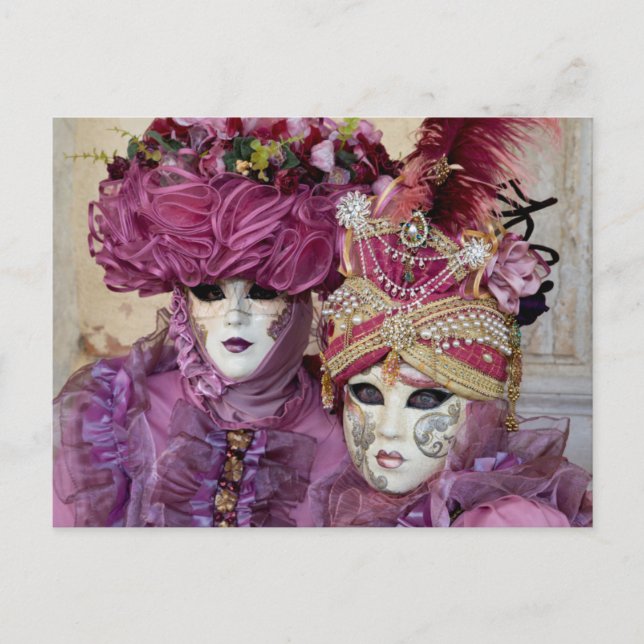 Postal Traje de Carnaval púrpura, Venecia (Anverso)