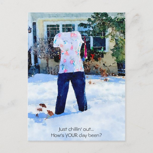 Postal Traje de pantalones congelados solo para relajarse (Anverso)