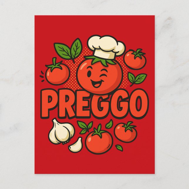 Postal Traje de Salsa Preggo Anuncio de Embarazo (Anverso)