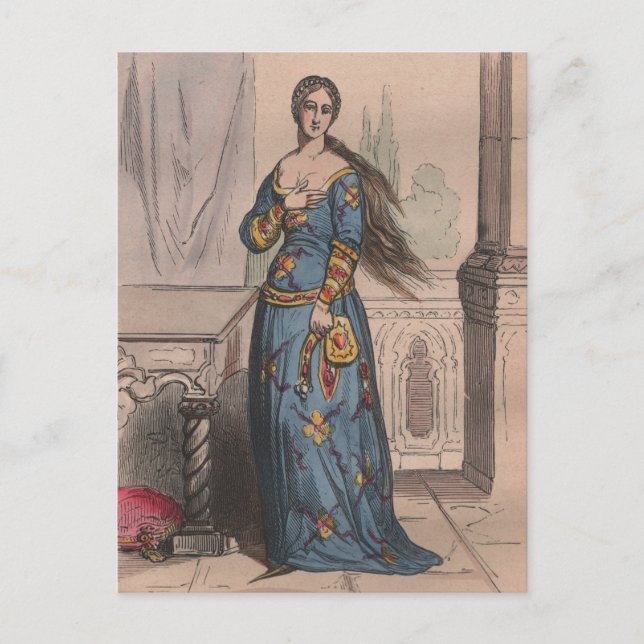 Postal Traje francés medieval bajo Carlos VI  (Anverso)