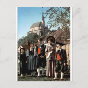 Postal Traje Típico Folclórico Tradicional Vintage Grupo