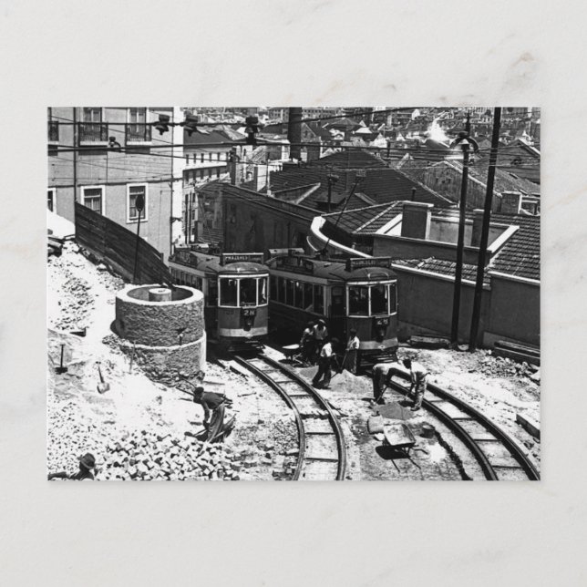 Postal Trams de Lisboa de los años 1950 723 y 728 (Anverso)