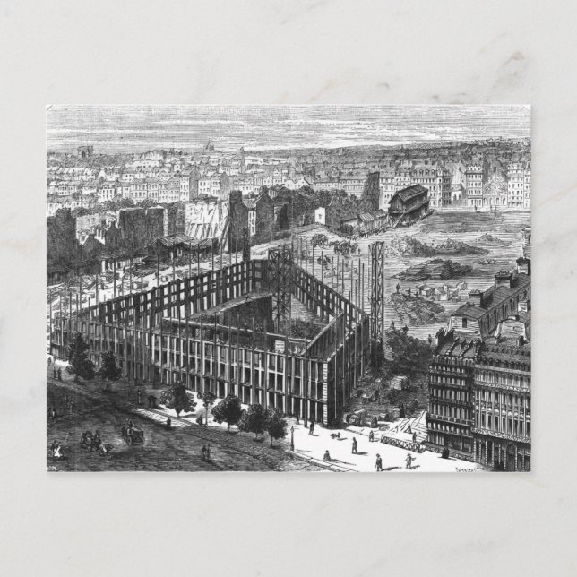 Postal Transformación de París: Edificio en 1861 (Anverso)