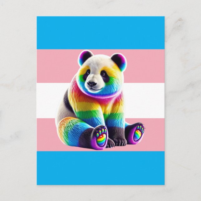Postal Transgender Pride Flag with Rainbow Panda (Anverso)