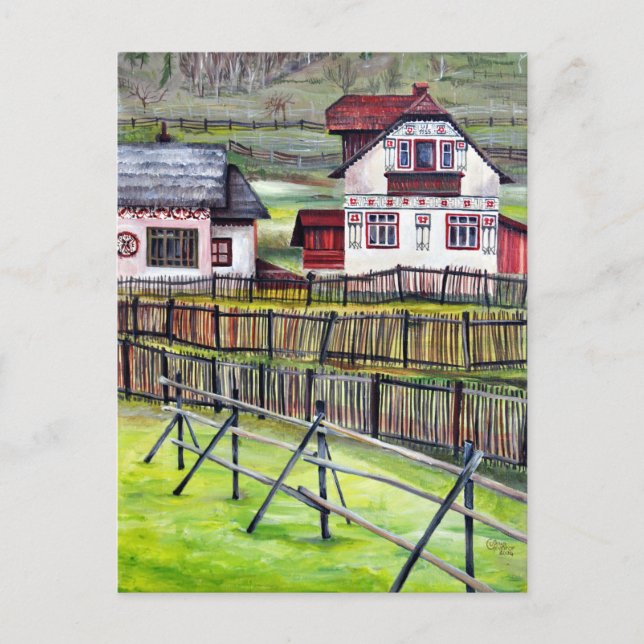 Postal Transilvania, Rumania, pintorescos paisajes (Anverso)
