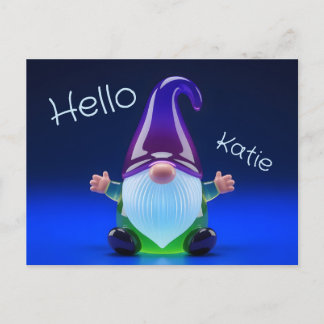Postal Translucent Glass Gnome Figurine with Custom Name