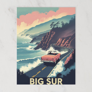 Postal Transportación de la Costera Retro Big Sur