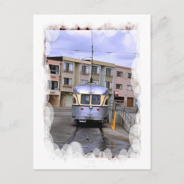 Postal Transporte de vintage - Tranvía de ciudad (Anverso)