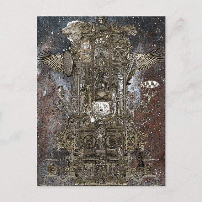 Postal Transporte espacial Steampunk (Anverso)