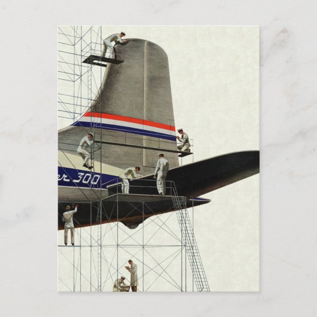Postal Transporte Vintage, Mantenimiento de Aviones (Anverso)