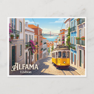 Postal Tranvía 28 en Alfama Lisboa Portugal