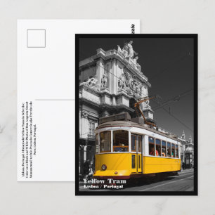 Postal Tranvía amarillo de Lisboa. Arco de la calle Augus