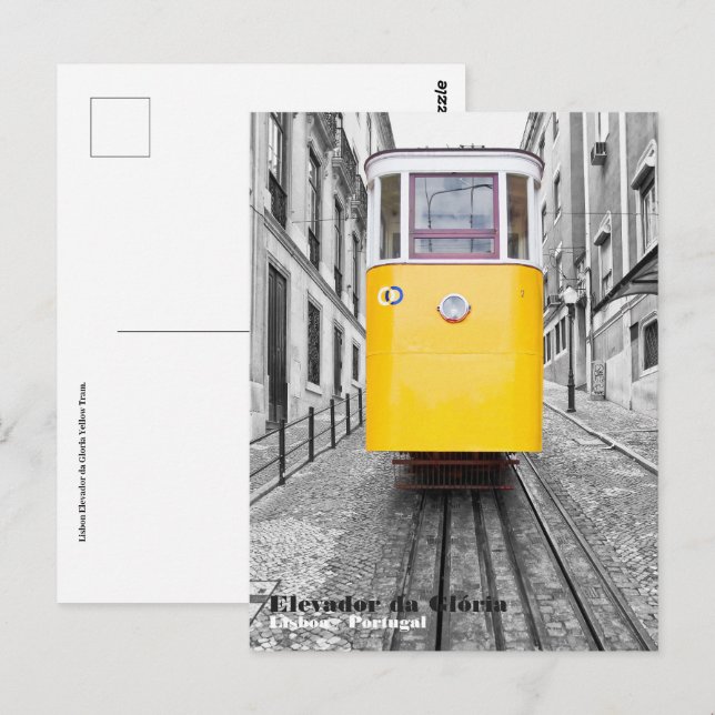 Postal Tranvía amarillo de Lisboa Elevador da Gloria. Fot (Anverso / Reverso)