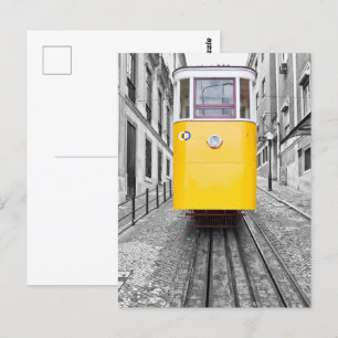 Postal Tranvía amarillo de Lisboa Elevador da Gloria. Fot