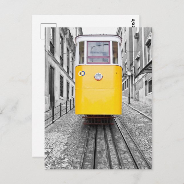 Postal Tranvía amarillo de Lisboa Elevador da Gloria. Fot (Anverso / Reverso)