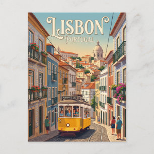 Postal Tranvía Amarillo de Lisboa Portugal