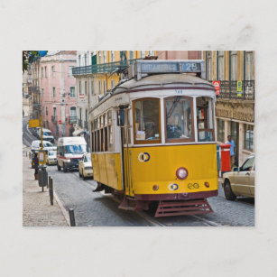 Postal Tranvía clásico en Lisboa, Portugal.