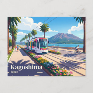 Postal Tranvía de la ciudad de Kagoshima Japón