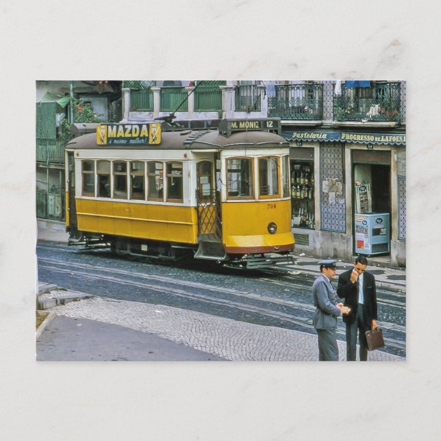 Postal Tranvía de Lisboa en la calle Child of God, 1967 (Anverso)