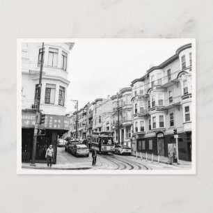 Postal Tranvía de Russian Hill San Francisco Blanco y Neg