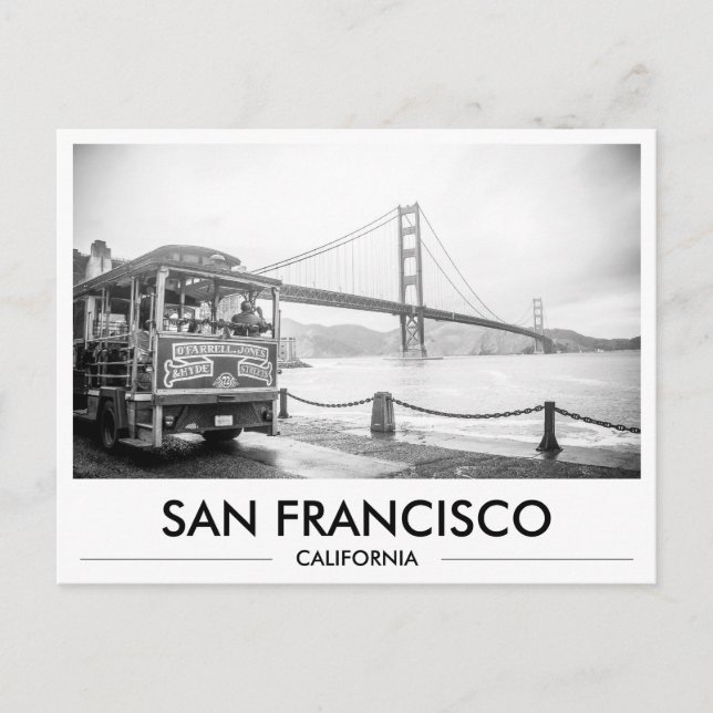 Postal Tranvía de San Francisco en el puente Golden Gate (Anverso)