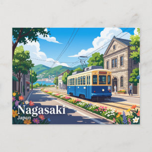Postal Tranvía Eléctrico de Nagasaki Japón