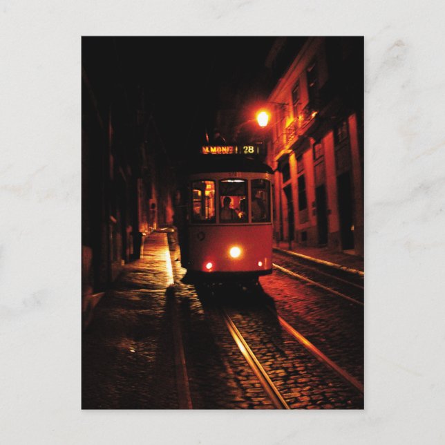 Postal Tranvía nocturno en Lisboa (Anverso)